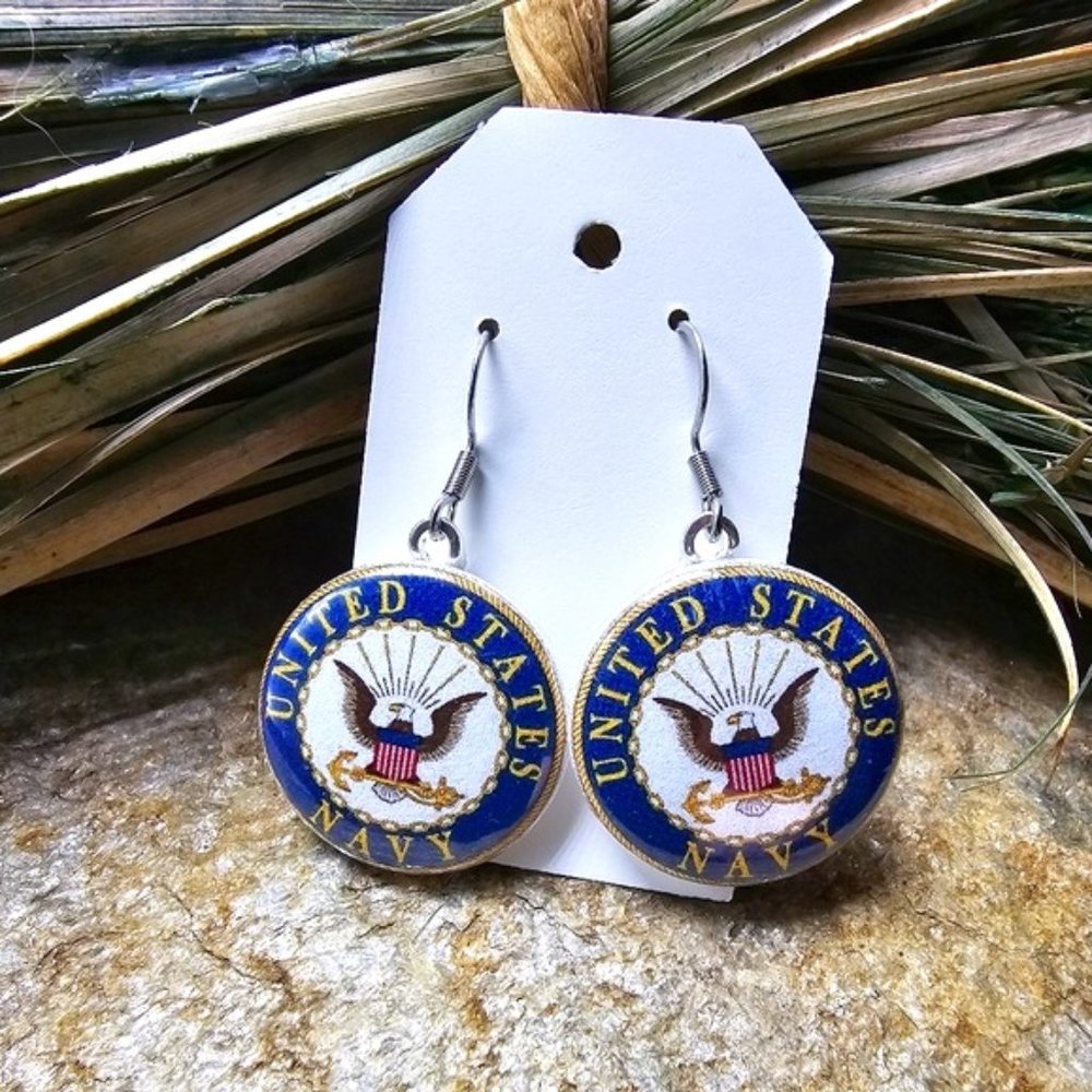 US Navy Earrings United States Navy Forged By The Sea US Military Souvenir NWT